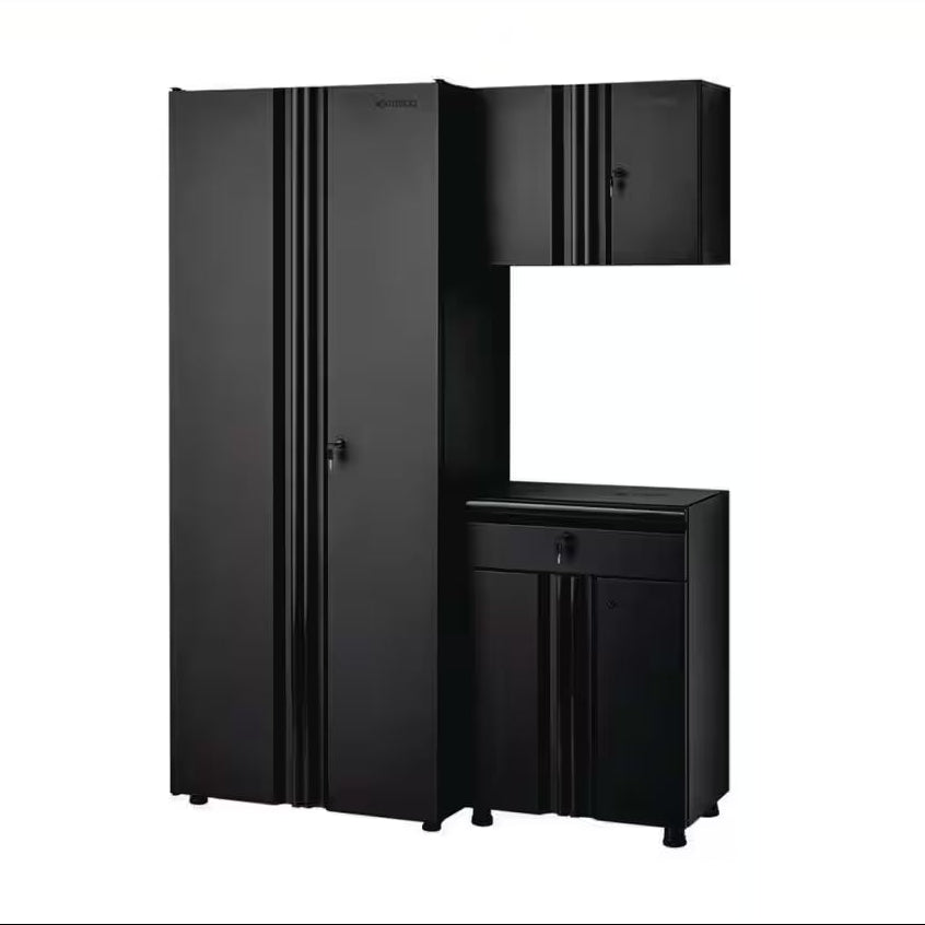 Regular Duty Welded 54.5 In. W X 75 In. H X 19.6 In. D 21-Gauge Steel 3-Piece Garage Storage System in Black