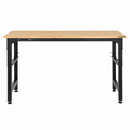72 In. W X 23 In. D Adjustable Height Black Workbench, Solid Wood Top for Heavy Duty Welded Steel Garage Storage System