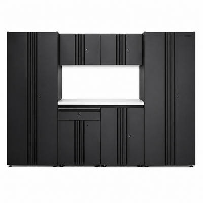7-Piece Regular Duty Welded Steel Garage Storage System in Black (109 In. W X 75 In. H X 19.6 In. D)