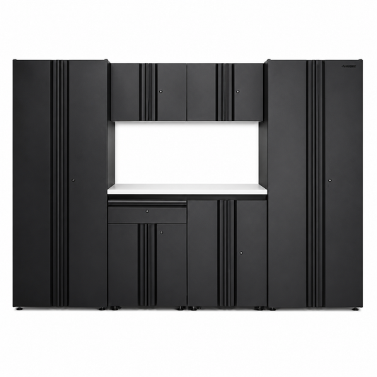 7-Piece Regular Duty Welded Steel Garage Storage System in Black (109 In. W X 75 In. H X 19.6 In. D)