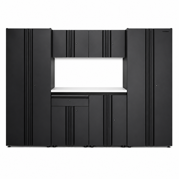 7-Piece Regular Duty Welded Steel Garage Storage System in Black (109 In. W X 75 In. H X 19.6 In. D)