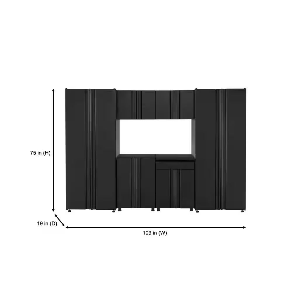 7-Piece Regular Duty Welded Steel Garage Storage System in Black (109 In. W X 75 In. H X 19.6 In. D)