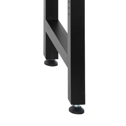 72 In. W X 23 In. D Adjustable Height Black Workbench, Solid Wood Top for Heavy Duty Welded Steel Garage Storage System